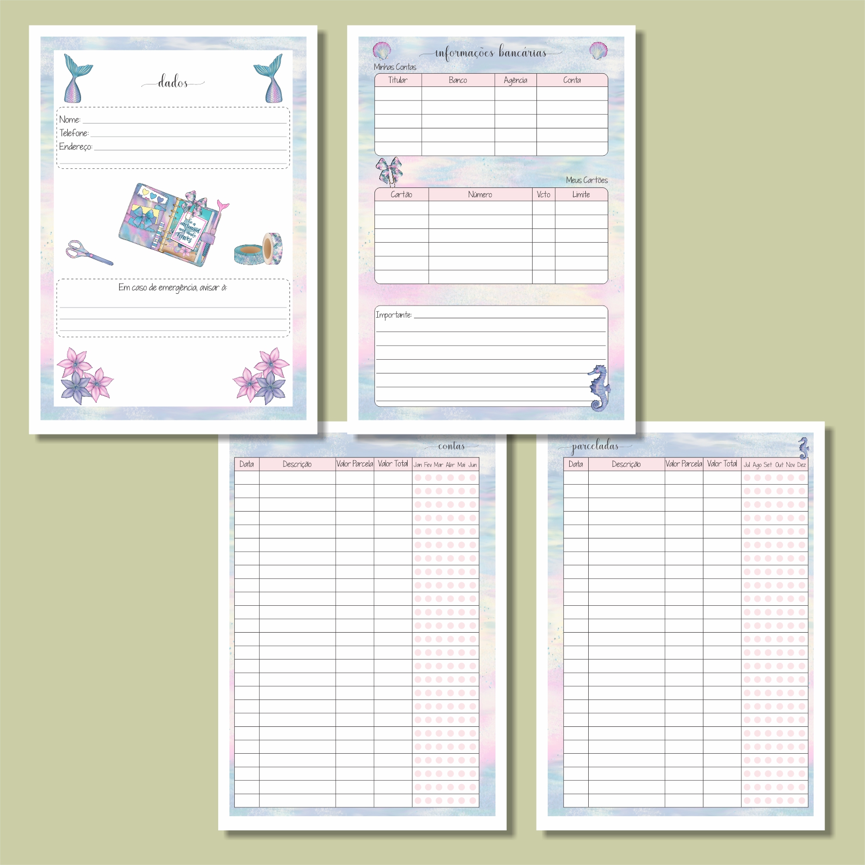 Coleção Sereias - Planner Financeiro A6