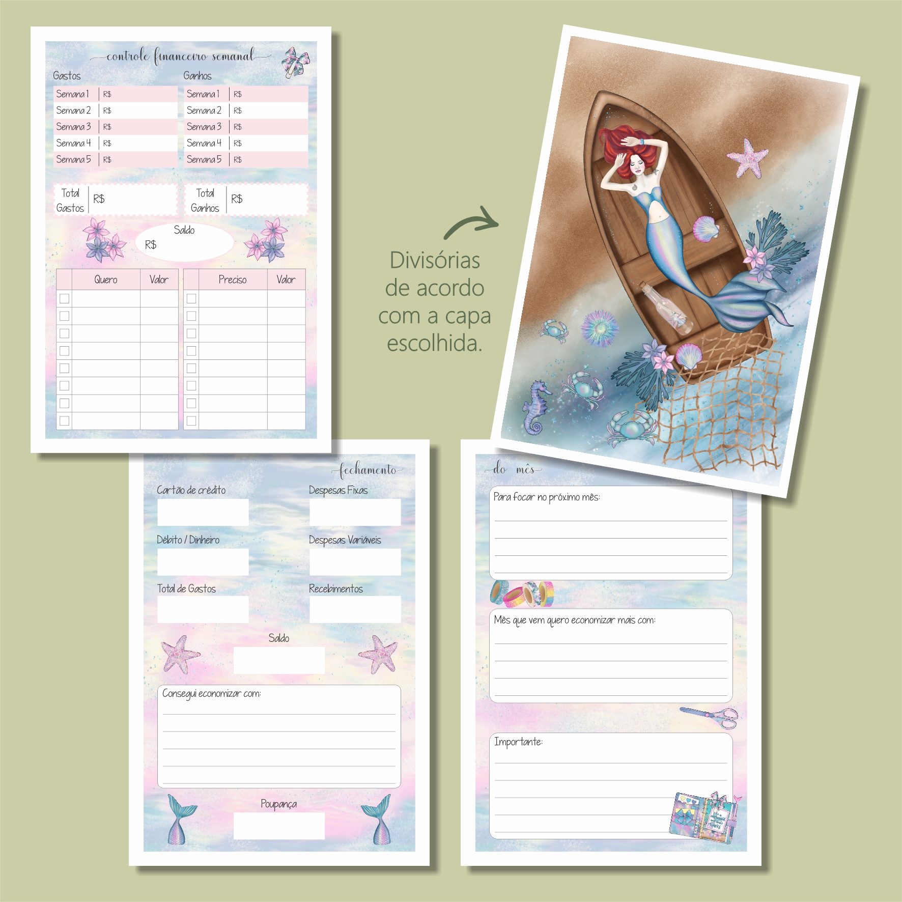 Coleção Sereias - Planner Financeiro A6 - Imagem 4